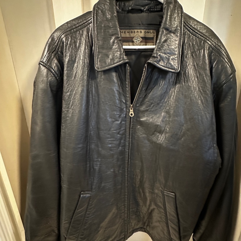 Members Only Black Leather Jacket for Men